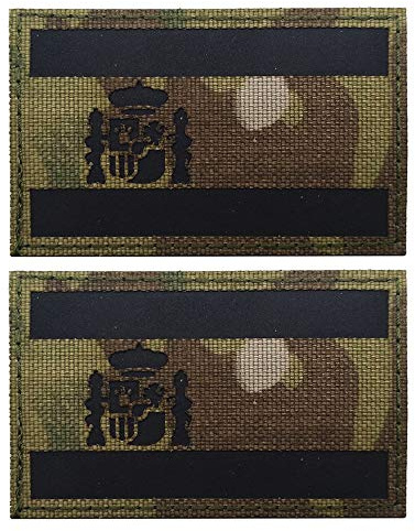 Parche reflectante de bandera IR de España, parche militar táctico moral, emblema, parches para coser en ropa, mochila, accesorios (verde negro)