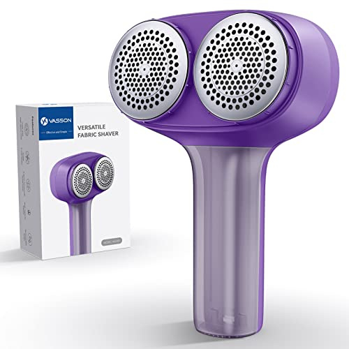 VASSON Fabric Shaver, Bobble Remover for Clothes, Debobbler Remover, Electric Lint Remover, Lint Shaver, Dual-Head Defuzzer for Clothes, Jumpers, Furniture (Purple)
