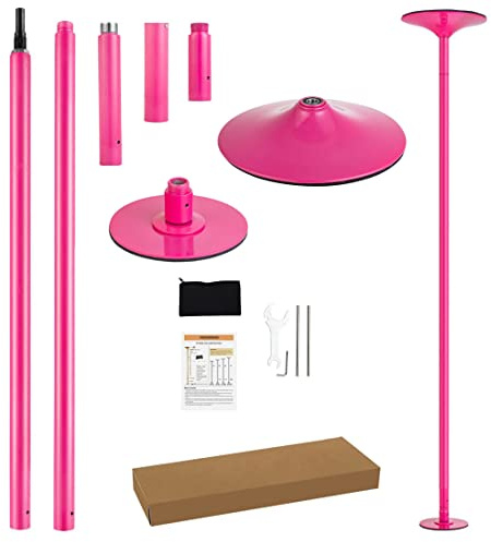 PRIORMAN Dance Pole Set -Premium Heavy Duty Height Adjustable 7.38-8.85ft Portable 45mm(1.77) 360°Spinning Pole Dancing Pole W/CE Certificate for Home Gym, Removable, 200KGS Capacity, Pink