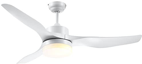 HOMCOM Ventilatore da Soffitto con Luce LED Regolabile in 3 Modalità e Telecomando Incluso, 6 Velocità, per Interni, Φ132x40 cm, Bianco