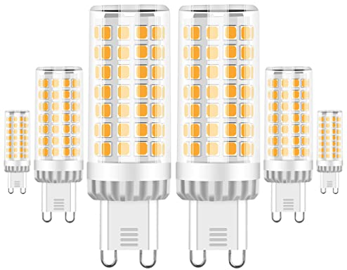 G9 LED Lampe 9W, 750LM, Warmweiß 3000K, Ersatz 50W-80W G9 Halogenlampe, G9 Sockel, Kein Flackern, Nicht Dimmbar, G9 Glühbirnen für Kronleuchter, Deckenleuchten, Wandleuchten, AC 220-240V, 6er Pack