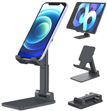 VIKY® Handy Ständer, Universal Faltbar Handyhalterung, Tablet Ständer Höhenverstellbar, Handy Halter für Tisch, Multi-Winkel Handyhalter, Handyständer für Alle Handys mit Einer Größe von 4 bis 13 Zoll