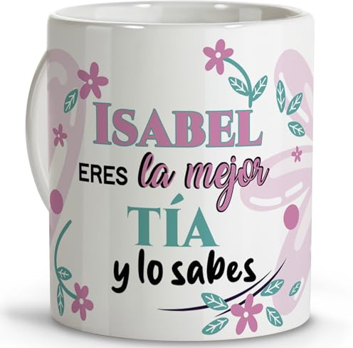 LolaPix Taza para tia. Tazas personalizadas. Tazas originales para regalar. Regalo tía. Regalos para mi tía. Taza cerámica 330 ml.