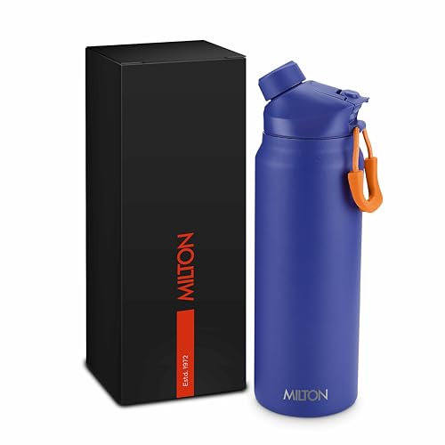 Milton 32oz Stainless Steel Water Bottle – Vacuum Insulated Flask with 2-in-1 Lids (Straw & Spout) – Hot for 12h, Cold for 24h – BPA-Free, Leakproof - Useful for Sports, Gym and Travel -Turk Blue