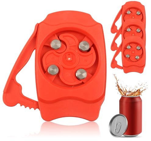 4Pcs Apriscatole Manuale Professionale, Apriscatole per Birra Utensili Apribottiglie Apriscatole Manuale Topless Apriscatole per Bibite per Cucina, Bar, Campeggio per Bevande da 5-6 cm (Rosso)