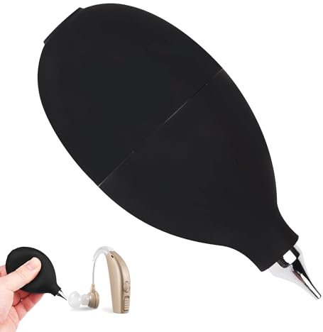 1PCS Squeeze Ball Pump Duster for Hearing Aids Silicone Hearing Aid Puffer Reusable Aid Blower Air Puffer Portable Hearing Aid Cleaning Kits for Hearing Aid Lens Watch Camera Cleaning (Black)