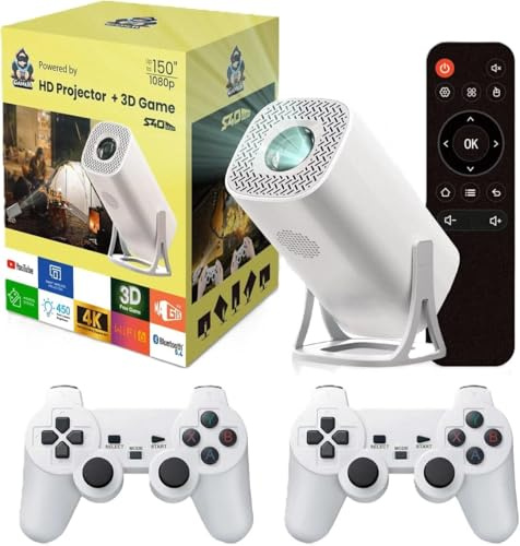 Proyector para Juegos S40MAX Android 11, Tarjeta TF de 64 GB, Controlador de Juegos inalámbrico, WiFi Dual, proyector portátil para Cine en casa de 1920 x 1080P