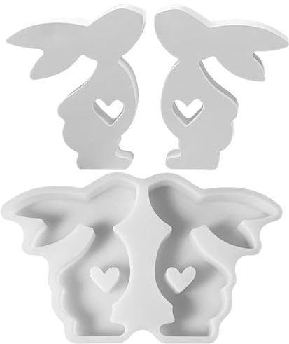 JOOTUEPO Moules en Silicone en Forme de Lapin de Pâques - 2 Pièces Moules en Silicone 3D pour Pâques - Moules en Silicone Lapin de Pâques à verser - Moule de Pâques pour Décoration DIY