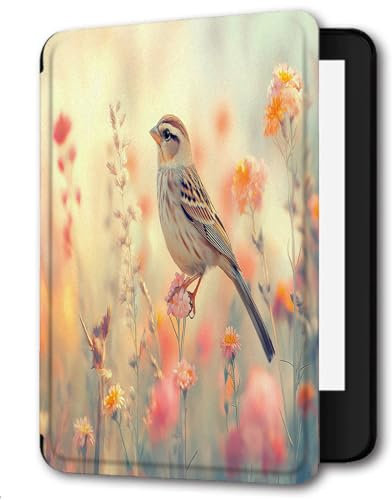 Custodia per Kindle Scribe 10.2 2024/2022 Rilasciato,Premium leggero PU Custodia in pelle con Auto Sleep/Wake per Kindle Scribe 10.2 pollici 2024/2022,Fiori E Uccelli