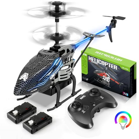 Mucek Helicóptero teledirigido de 2,4 G, luces LED, 3,5 canales, giroscopio y altura fija, avión de juguete para niños adecuado para interior y exterior (azul)