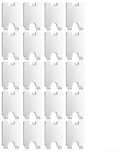 20 Pack Stainless Steel Picture Hooks, Non-Perforated Self-Adhesive Wall Hangers for Frames, Artwork, Posters, Damage-Free Mounting in Home, School and Office