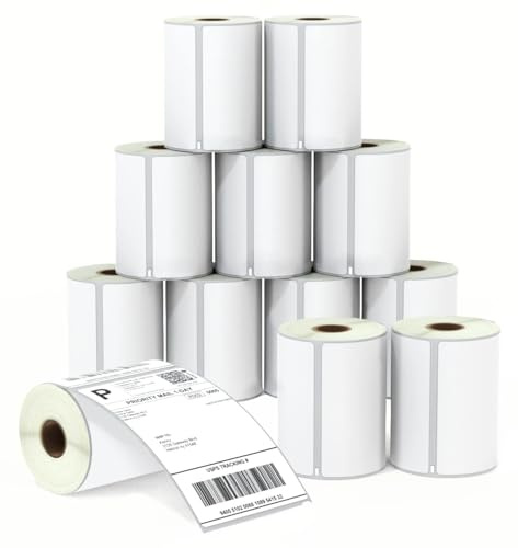 BETCKEY - Compatible DYMO 1744907 4x6 Shipping Labels, Perforated, Compatible with DYMO Labelwriter 4XL Rollo & Zebra, NOT Fit 5XL [12 Rolls/2640 Labels]
