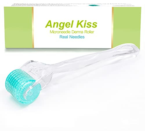 Angel Kiss Derma Roller 0,3 mm Vera Ago per il microneedling per viso, corpo, barba, 192 aghi individuali in acciaio inossidabile, strumenti per la cura del viso per uomo e donna