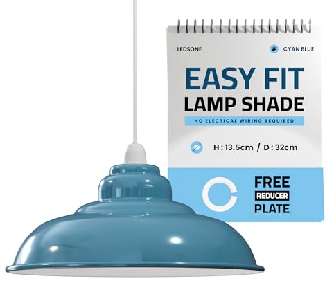 LEDSone Lampada da soffitto industriale sospesa, paralume, plafoniere retrò da cucina, illuminazione vintage in metallo loft bar, paralume rustico a sospensione (blu ciano 1, 1 confezione)