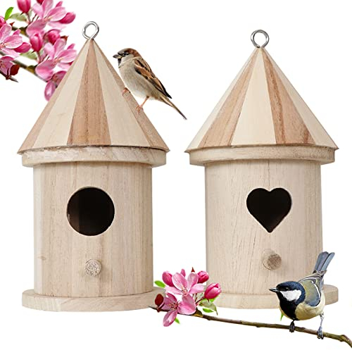 Bseical 2 Pcs NistkäSten FüR VöGel, Vogelhaus Zum AufhäNgen, 8 * 16cm Vogelhaus Bausatz Kinder, Vogelhaus Zum AufhäNgen Holz, Nistkasten Spatzen Meise, Vogelhaus Bausatz, Gartendekoration