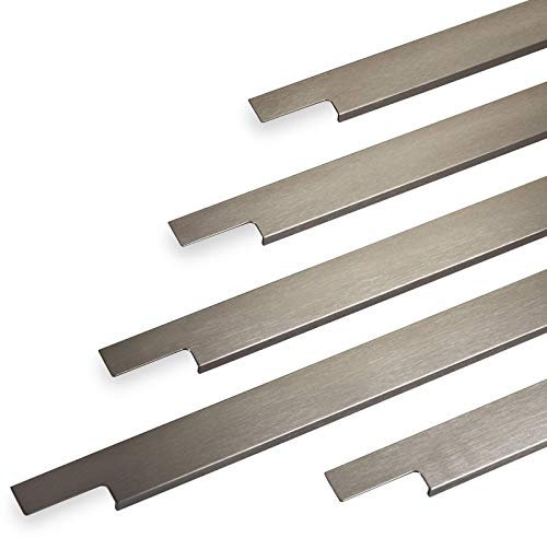 SOTECH Griffleiste SLIM 695 mm Edelstahloptik gebürstet ZUM EINFRÄSEN (Harpunenstegmontage) Profilgriff Schubladengriff Griff-Profilleiste