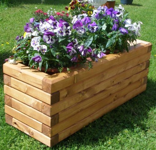 SchwibboLa Pflanzkasten Massiv aus Holz verschieden Größen lasiert mit Holzschutzlasur, komplett zusammengebaut (80x30x45 cm (BxTxH) Teak)