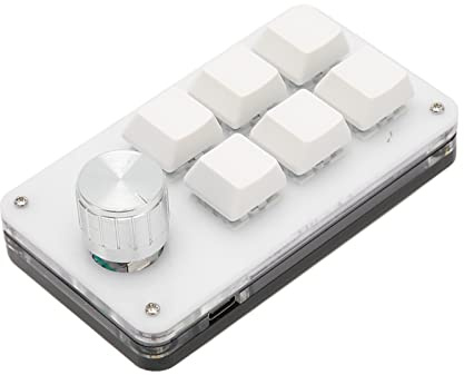 Enhands Mekaniskt Tangentbord, 6 Tangenter 1 Knopp Litet Programmerbart Macropad Trådbundet Tangentbord, DIY-programmerbart Tangentbord för Spelkontor (Vit)