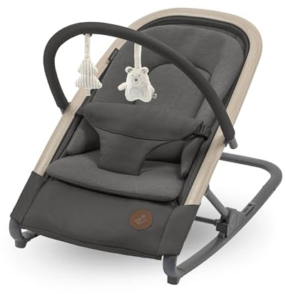 Maxi-Cosi Kori Sdraietta Neonati Ergonomica in Tessuto con Arco Gioco, 0-2 anni, 15 kg, Sdraietta a Dondolo con Movimento Naturale, Reclinabile e Pieghevole, Chiusura Compatta, Beyond Graphite