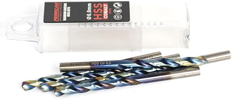 ferrcan HSS metallborr DIN338 M35 5 % koboltregnbågsfinish för borrning i rostfritt stål, järn och andra metaller, förpackning med 5 stycken per mått (6 mm)