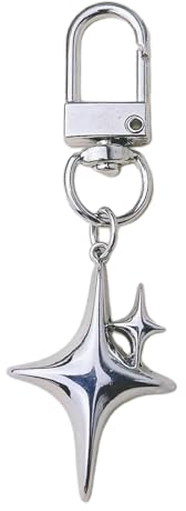 LEEINTO Pendentif Porte-clés Y2K Étoile Charme Pendentif Porte-clés En Métal Porte-clés pour Femmes Hommes Amitié Cadeau Sac À Main Décoration Bijoux Faits À La Main Cadeau