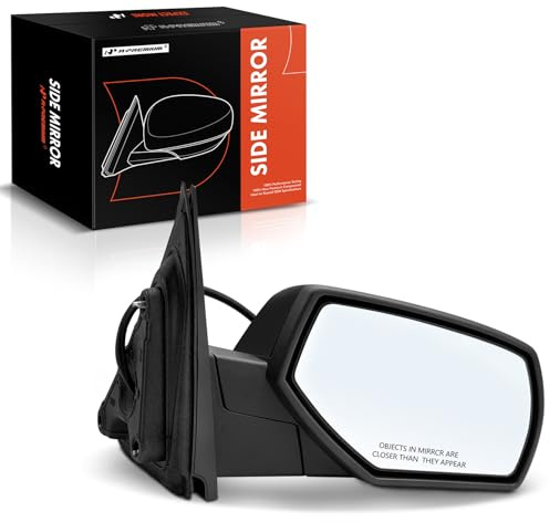 A-Premium Passenger Side Mirror - Compatible with 2014-2019 Chevy & GMC Models - Silverado Sierra 1500 2500 3500 HD - Heated Manual Folding Black - Outside Rear View Mirror - w/Power Glass