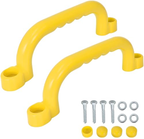 Poignées De Maison De Jeu 2 Pièces Poignée Aire De Jeux, Poignées De Sécurité en Plastique Antidérapant, Safety Handles, pour Aire De Jeux, Cabane dans Les Arbres, Cadre d'escalade (Jaune)