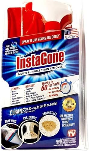 INSTAGONE Stain Remover - TRIAL PACK (1 Pack + 24oz Spray Bottle) - Just Add Water - Indoor/Outdoor Ceiling, Wall, Bathroom, Roof, PVC Fence, Patio & More