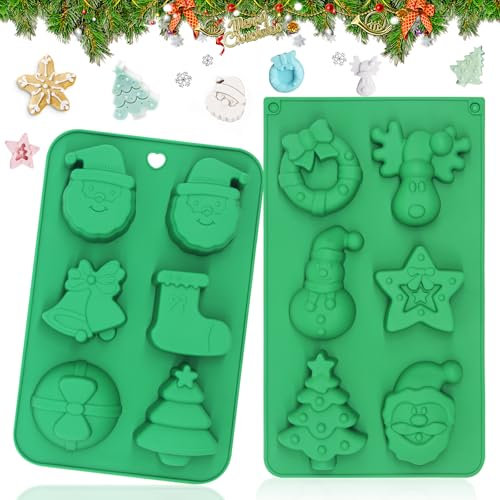 Stampo Natalizio in Silicone Con 6 Cavità - Per Decorare Biscotti, Dolci e Torte - Stampo da Cucina per Natale