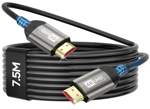 Nersligek 4K HDMI-kabel 7,5 m, HDMI 2.1-kabel 48 Gbps 8K @60 Hz, 4K @144 Hz/120Hz 7680P eARC, HDR10, HDCP 2.2 & 2.3, Dolby Atmos för HDTV/Soundbar/PS5/Blu-Ray-spelare/X-Box/Monitor