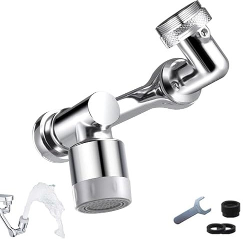 Krivo V2 - Robinet pivotant universel à 1080° avec embout, mitigeur rotatif pour cuisine & salle de bain, bras articulé multifonction pour un nettoyage pratique (1)