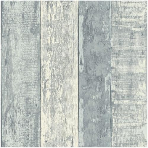 Full Roll - Rustic Wood Stripe Blue Wallpaper - Contemporary Versatile Sophisticated Plank Panel - 10.05m x 53cm Roll - Feature Statement Wall - Dining Room Living Room Bedroom Kids Room
