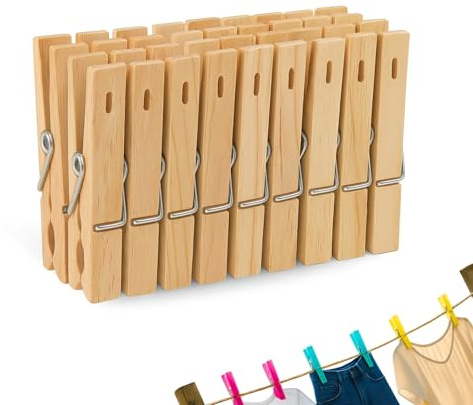 TECHZOCO Pinzas para Tender, Pinza de Ropa, Pinzas para canasto, Madera Resistentes, aptas para Interior y Exterior, Longitud de 7 cm, Madera, Incluye 24 Unidades
