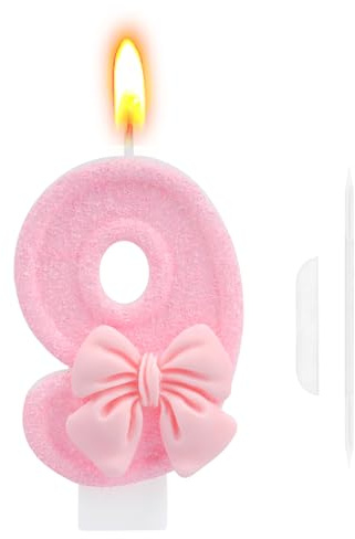 Velas Cumpleaños Numeros 9, Vela Cumpleaños, Vela 9 Año de Mariposa Rosa 3D, Adorno de Pastel para Decoración de Pastel de Cumpleaño (Número 9)