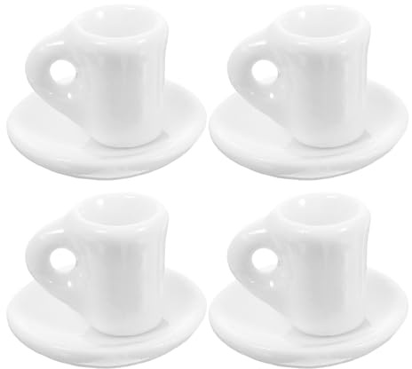 Veemoon Miniature Porcelain Tea Cup Saucer Dollhouse Micro Mini Tea Set Diy Dollhouse Kitchen Decor Accessories for Pretend Play Tiny Cups and Teacup Toys