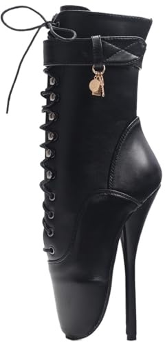 Bottines à lacets à talon haut de 17,8 cm - Taille 36-46, noir mat, 48 EU