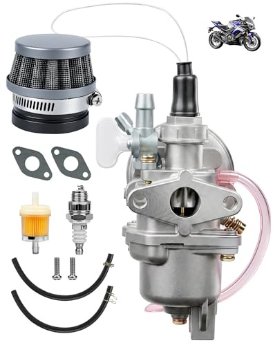 LUNEKUCK Carburateur Pocket Bike 47cc 49cc PZ13 Carburateur 13 mm pour Moteur 2 Temps Carbu pour Pocket Quad Mini Moto Kart Dirt Bike avec Filtre à Air et Bougie