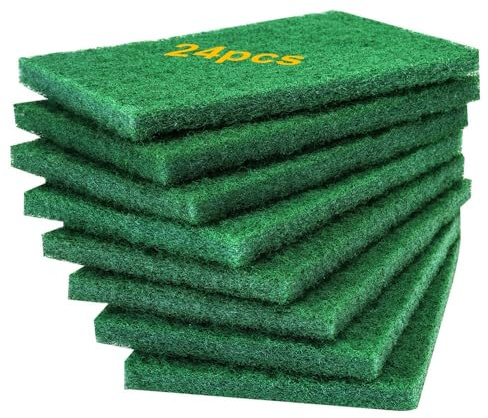24PCS Scouring Pad - Premium Heavy Duty Scrub Pads, Reusable Household Green Dish Scrubber, Multipurpose Scour pad - for Kitchen Scrubber & Metal Grills, 3.9 x 5.9 x 0.36IN