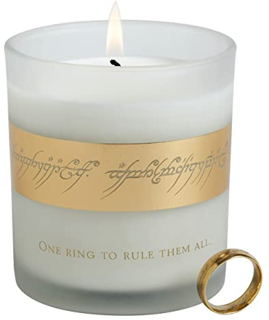 The Lord of the Rings Glaskerze, 237 ml, Ring of Power Replica Reveals When Wax is Burned, Unscented - Gift for LOTR-Fans