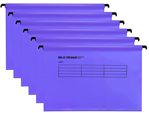 Hotyin Foolscap Suspension Files, 12pcs Filing Cabinet Suspension Files with Tabs and Card Inserts, Polypropylene Hanging Filing Folder for File Organization, Purple