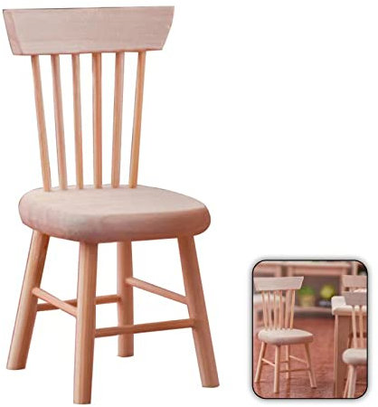KAYLRE Jouet en Bois Meubles pour Maison de Poupée - Ensemble de Mobiliers de Chambre des Enfants Miniature-Chaise