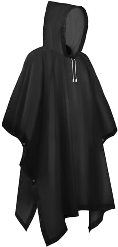 Flintronic Regenponcho Regenmantel für Herren Damen, Wiederverwendbar Wasserdicht Regencape Regenjacke, Eva Regenjacke Unisex, für Camping, Wandern, Reisen, Radfahren, Schwarz