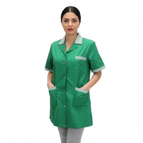 Camici da Lavoro Donna Pulizie, Grembiule Maestra Asilo, Casacca Sanitaria, Domestica,colf (IT, Testo, M, Regular, Regular, Verde)