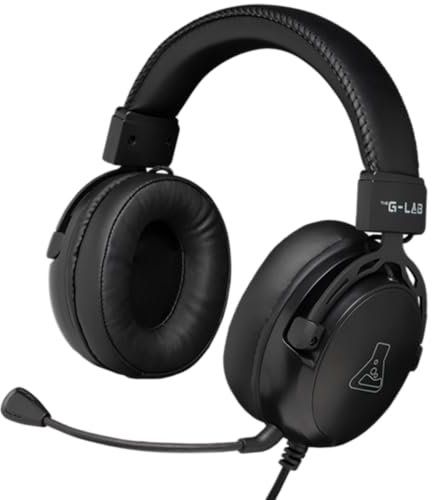 The G-Lab - Korp Titanium - Cascos Gaming con Cable para PC/PS5/PS4 - Auriculares Gaming con Micrófono Desmontable, Jack 3.5 mm, Sonido Estéreo Cascos PS5 con Control Remoto - Nuevo