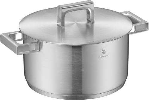 WMF Ultimate Cool Cooking Pot Large 24 cm, Stainless Steel Lid, Induction Casserole Pot 5.7 L, Matt Cromargan Stainless Steel, Heat-Reducing Handles, Induction Pot with Inner Scale, Dishwasher Safe