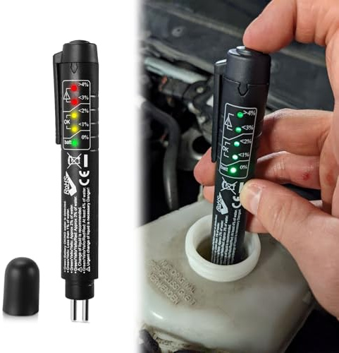 Piburth Brake Fluid Liquid Tester Pen, DOT 3/4/5.1 Brake Diagnostic Tester with 5 LED Indicators, Universal Car Accessory
