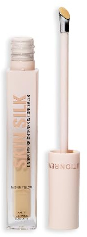 Revolution Skin Silk Radiant Serum - Augenaufheller - Hydratisiert und glättet mit Hyaluronsäure und Squalan - Vegan & Cruelty-Free - Medium Yellow - 4 ml