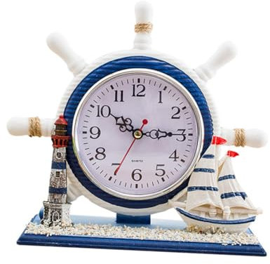 HAWILLOSCH Segelboot-Uhr Im Maritimen Stil Dekorative Wanduhr Für Wohnzimmer Handgefertigte Tischuhr Mit Ozeanornamenten