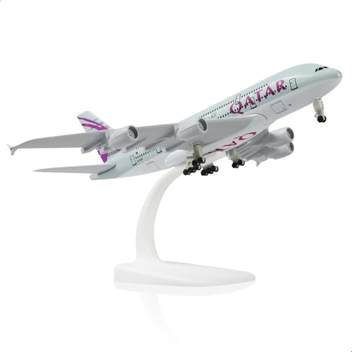 QIYUMOKE A380 1/300 Qatar Diecast Metal Flygplansmodell med Sky Jumbo Airliner Stativ Legering Modell Kit Flygpassionerad Present