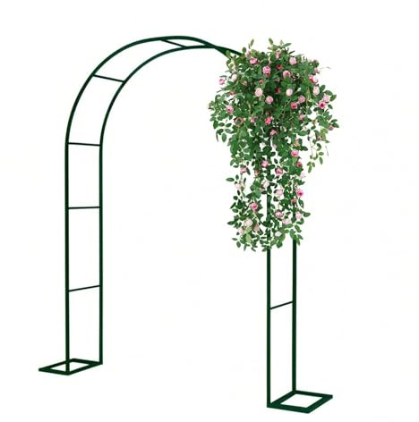 Arco de Rosas y Plantas Trepadoras de Jardín Patio Arch de Metal 0.8x2.0m 1.2x2.20m 1.8x2.20m 2x2.30m 2.8x2.50m Tutor Enrejado Soporte de Flores para Boda, Fiesta(Verde,W0.8 x H2.0m)
